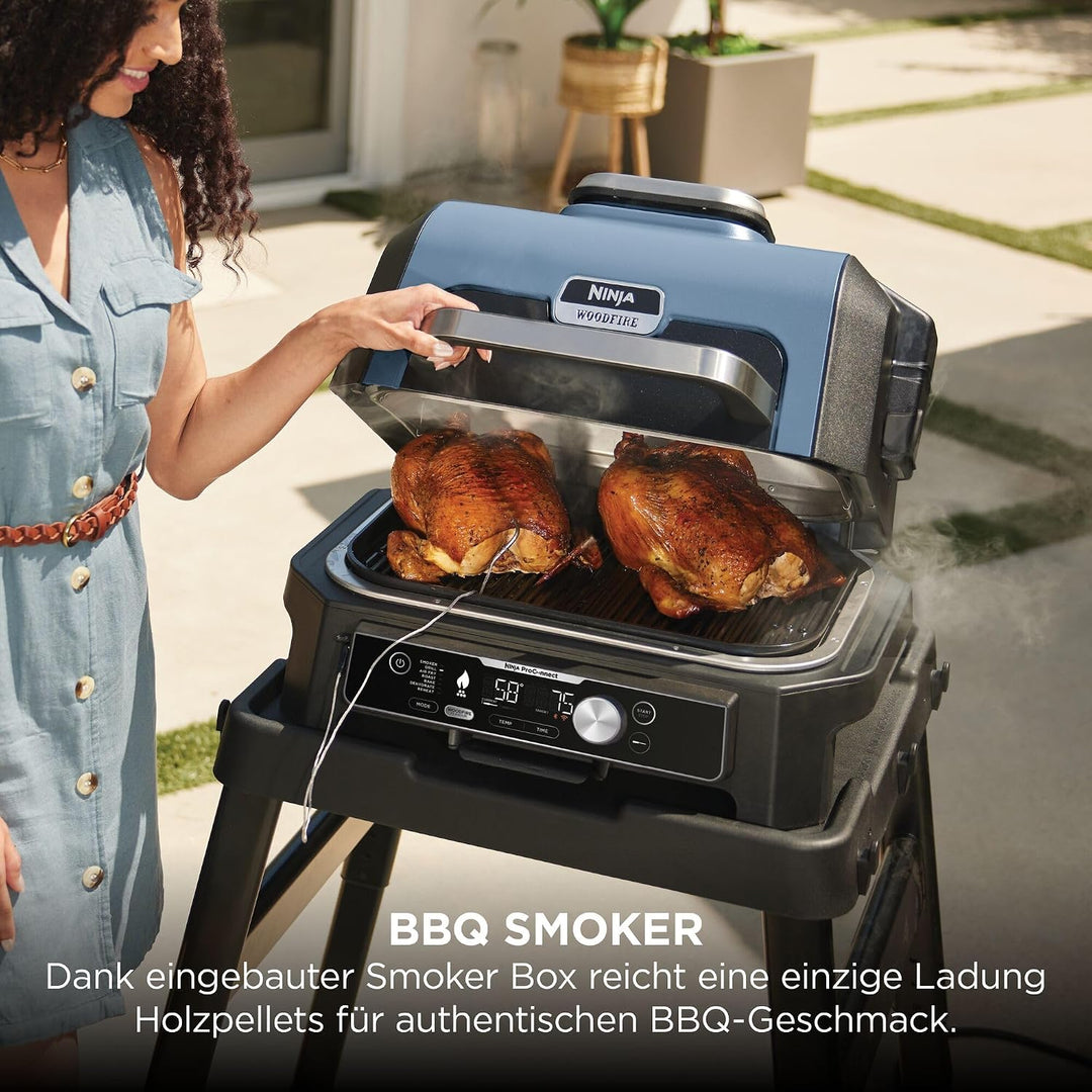 Ninja Woodfire Pro Connect XL Elektrischer BBQ Smoker Grill, App-Steuerung, digitaler Temperaturfühl