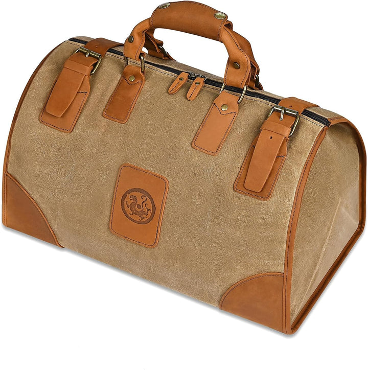 Wasserabweisend Canvas Crazy Horse Leder Reisetasche 35L Trim Unisex Handgepäck Weekender Tasche Spo