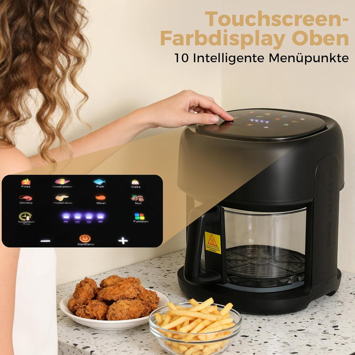 1350W Heissluftfritteuse 3.3L Smart Airfryer mit TouchScreen & Timer, 80–190 °C Einstellbaren Temper