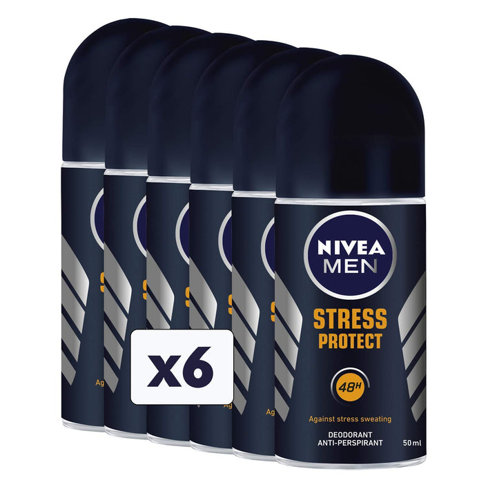 Nivea Stress Protect Men Deo Roll-On, 6er Pack (6 x 50 ml), Stress Protect