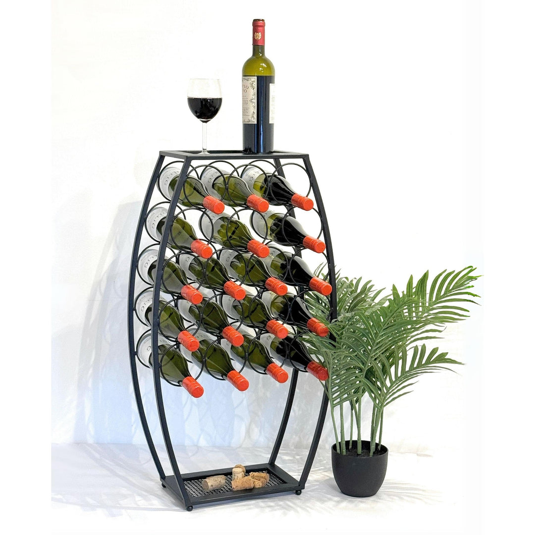 Weinregal Metall Schwarz Stehend 83 cm 96640- Weinständer für 18 Flaschen - Dekorativer Weinflaschen