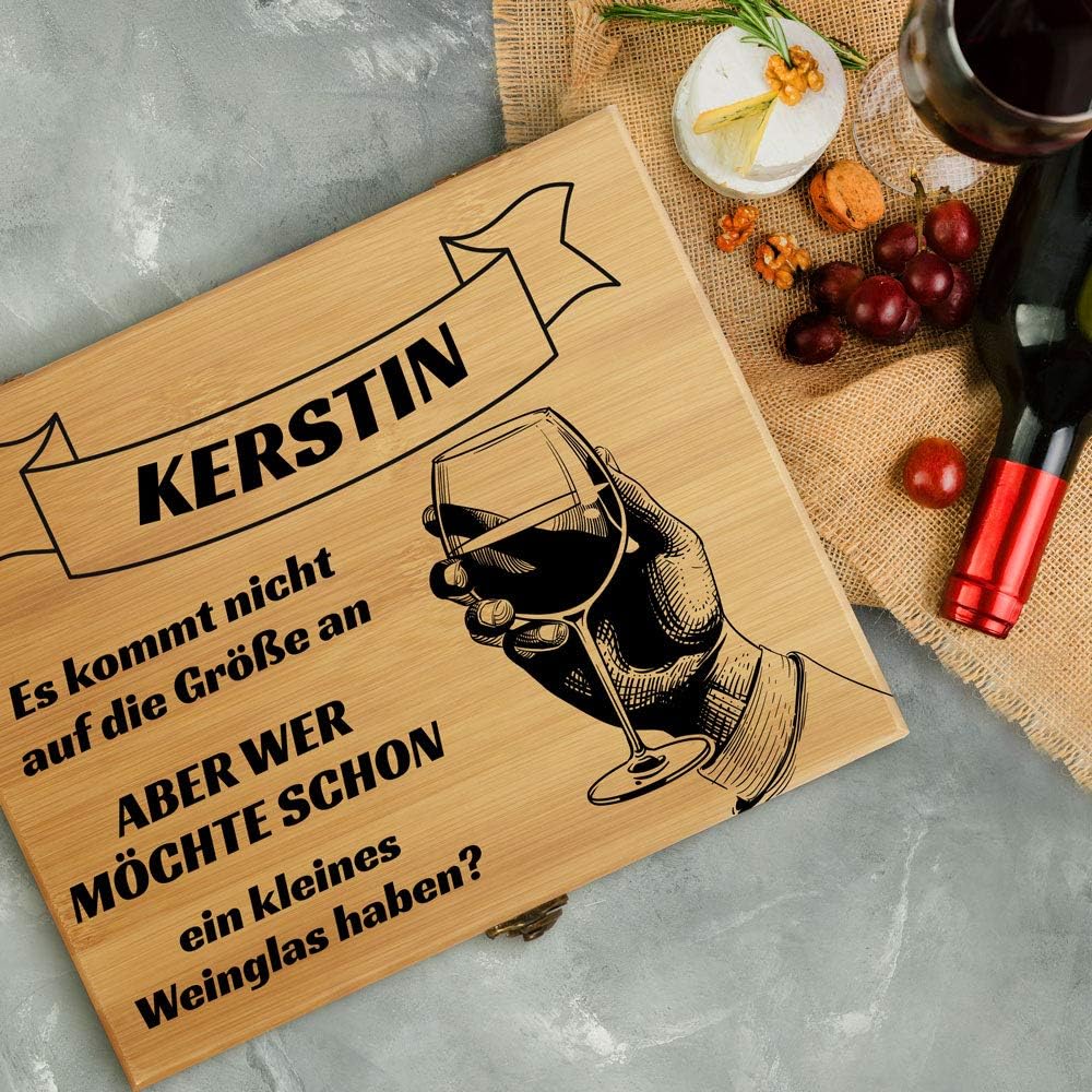 Maverton Weinöffner-Set personalisiert Weinset Sommelier Set - Geschenkbox Holzbox + 8er Weinzubehör