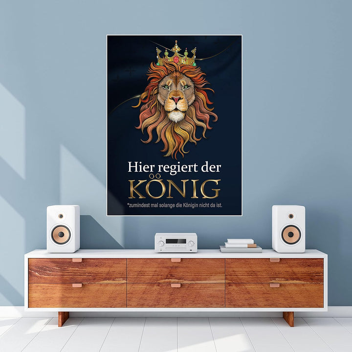 wandmotiv24 Poster als Wanddeko, Grösse 80x60cm, Hier regiert der König, Löwe, Königin, Afrika, Tier
