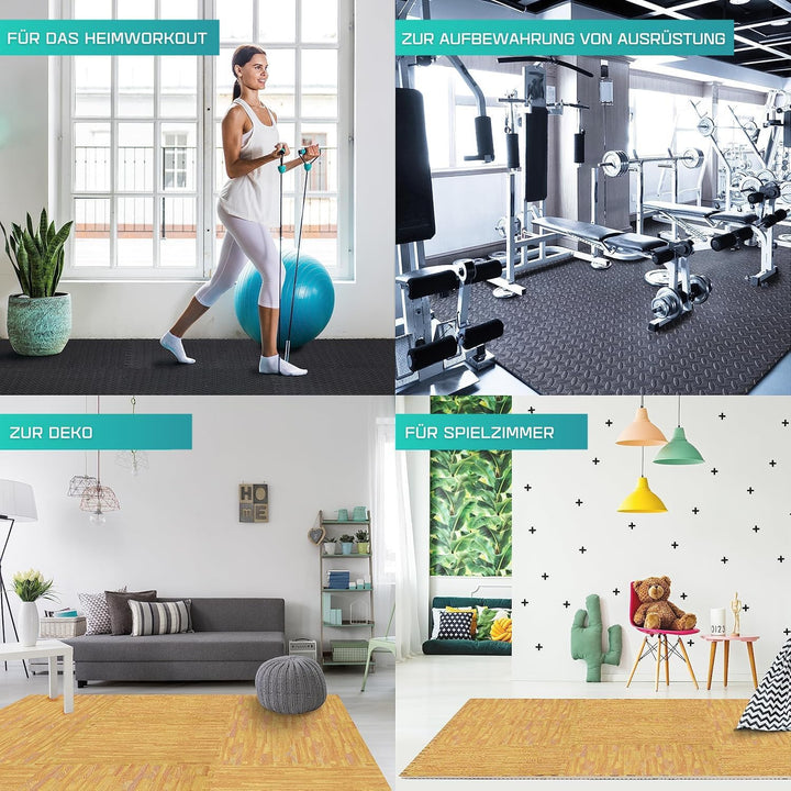 Yes4All 30x30 cm bis zu 3.3 m² Set 12/16/36 Eva Matten Schutzmatten Bodenschutz Bodenfliesen Sportma