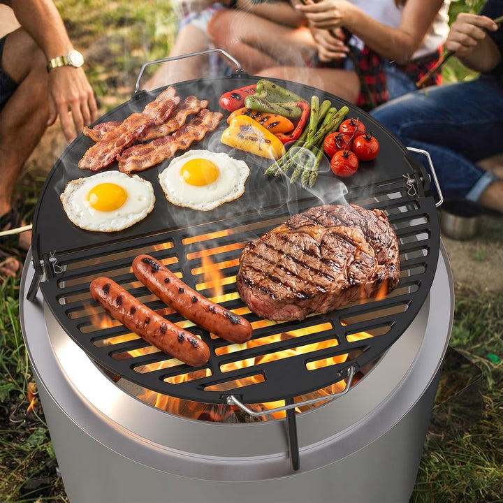 Onlyfire Gusseisen Grillplatte Plancha für Solo Stove Bonfire 19,5“ Feuerstelle, Gussplatte mit Abne