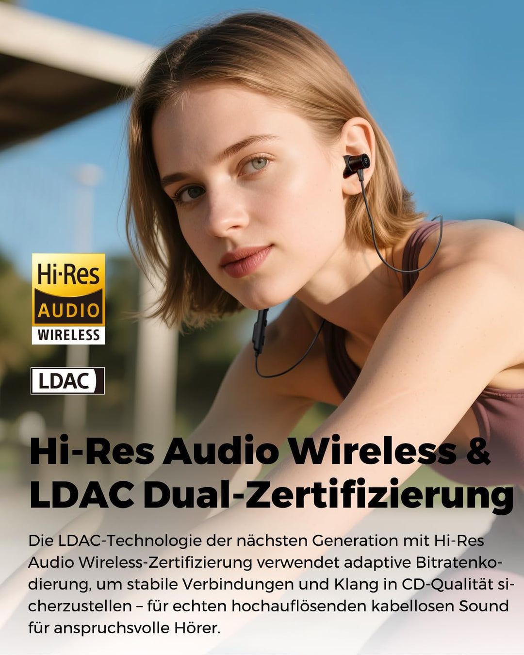 SoundPEATS Q40HD Bluetooth Kopfhörer, In Ear Kopfhörer mit LDAC Hi-Res Audio, IP67 Wasserdicht, 20 S