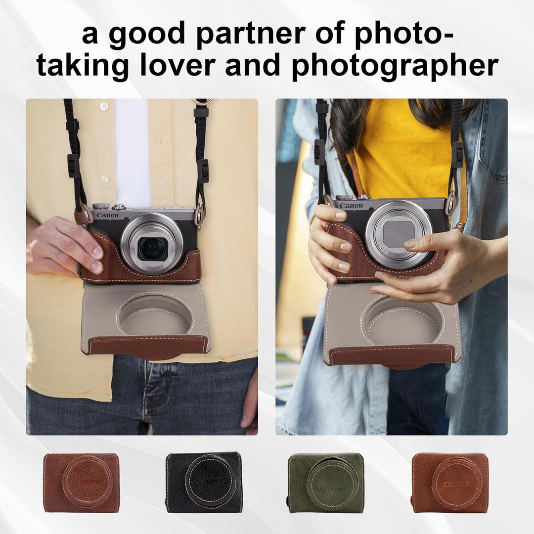 Rieibi G7 X G7X II G7X III Hülle, Vintage Leder Kameratasche für Canon PowerShot G7X G7X Mark II G7X
