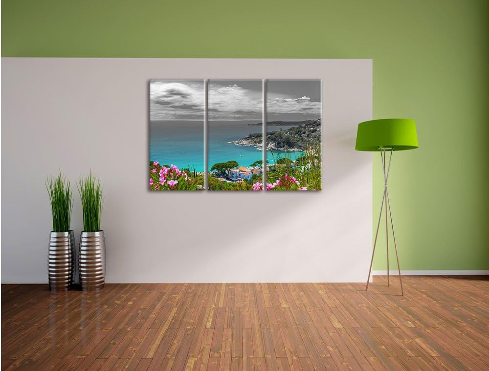 Pixxprint Panorama an der Toskana / 3-Teilig/Gesamtmass 120cm Leinwandbild bespannt auf Holzrahmen/W