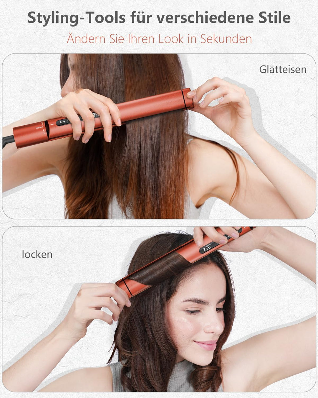 KUSNCA Ionen Glätteisen，2 IN 1 Haarglätter Locken und Glätten glatt und glänzend，3D-Schwebende Keram