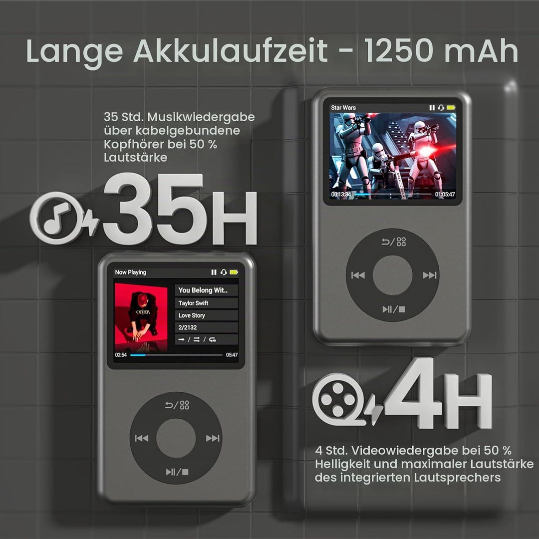 Innioasis Y1 Kinder MP3 Player - Zeitlose Klasse: 128 GB, Bluetooth, Video-Player, Hörbücher, FM-Rad