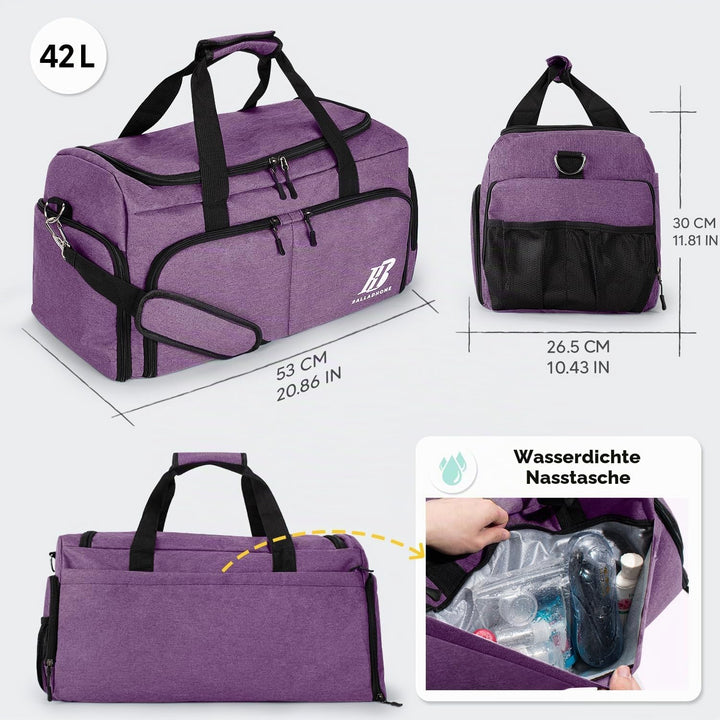Sporttasche Reisetasche für Damen und Herren Trainingstasche Gym Bag mit Schuhfach und Nassfach Duff
