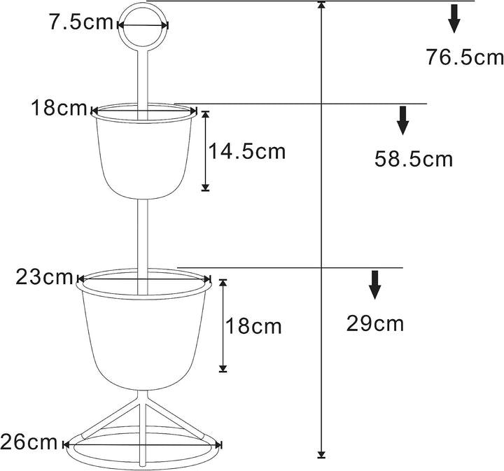 [en.casa] Blumenständer Alphen Blumentopfständer mit 2 Pflanztöpfen Blumentopfregal Pflanzenständer