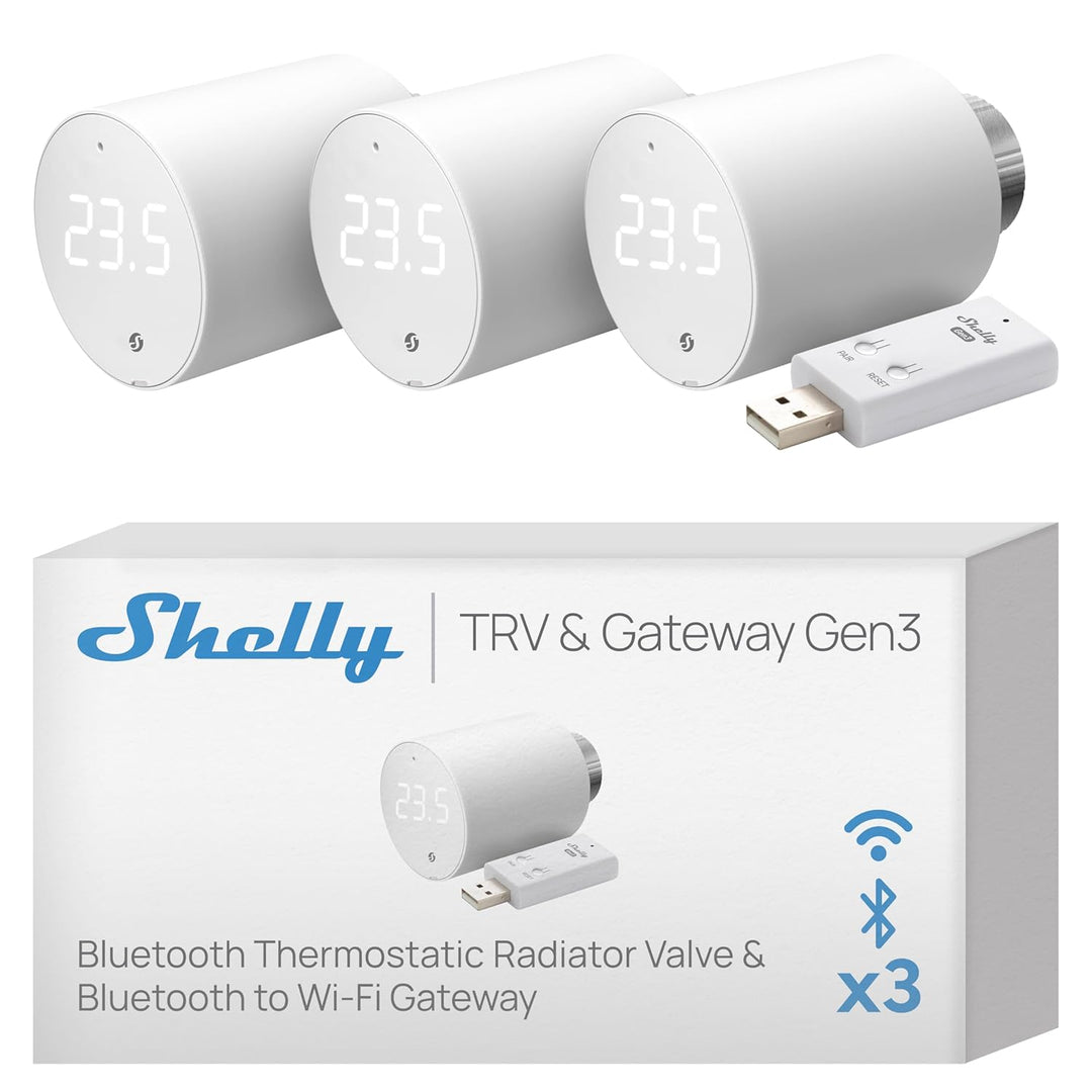 Shelly Blu TRV & Blu Gateway Gen3 - Bluetooth Smartes Heizungsthermostat für Temperaturregelung, mit