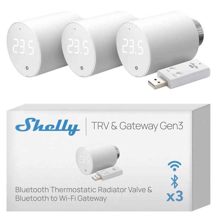 Shelly Blu TRV & Blu Gateway Gen3 - Bluetooth Smartes Heizungsthermostat für Temperaturregelung, mit