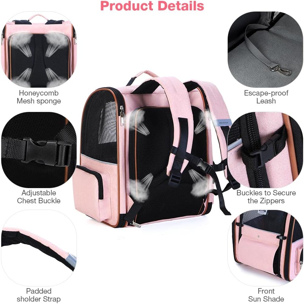 Erweiterbar Katzenrucksack Hunderucksack für Katzen Hunde bis 8kg, Gross Katzen Rucksack Faltbare Ha
