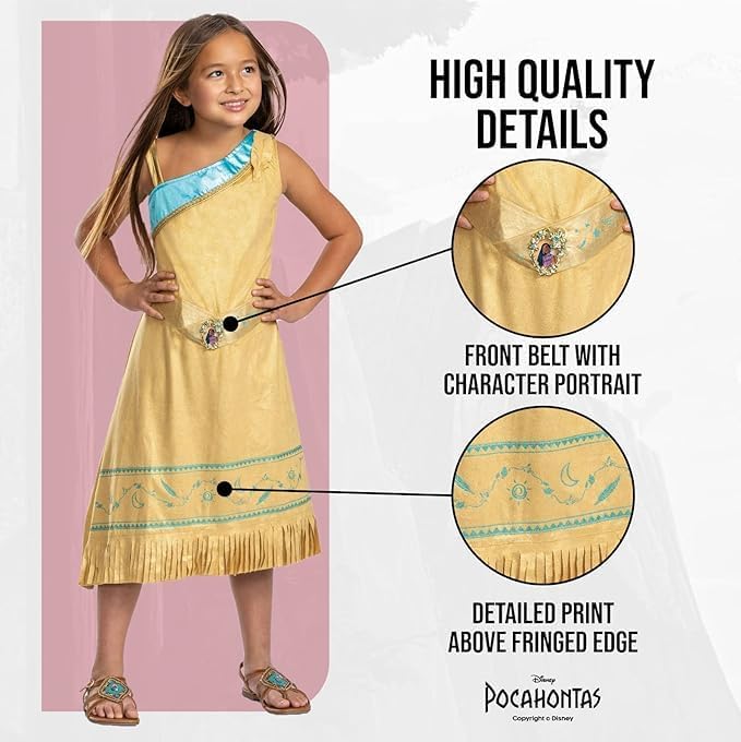 Disguise Disney Offizielles Pocahontas Kostüm Kinder, Indianerin Kostüm Für Mädchen, Erhältlich in S