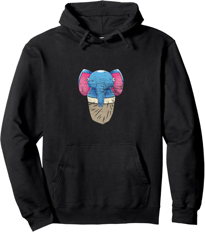 Afrika Safari Zoo Tier Niedliches Brusttasche Elefant Pullover Hoodie