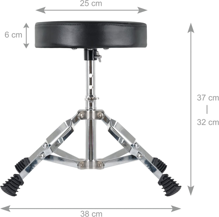 XDrum Schlagzeughocker Junior - Drumhocker für Kinder - 3-Fach Höhenverstellbar von 32cm-37cm - Stab