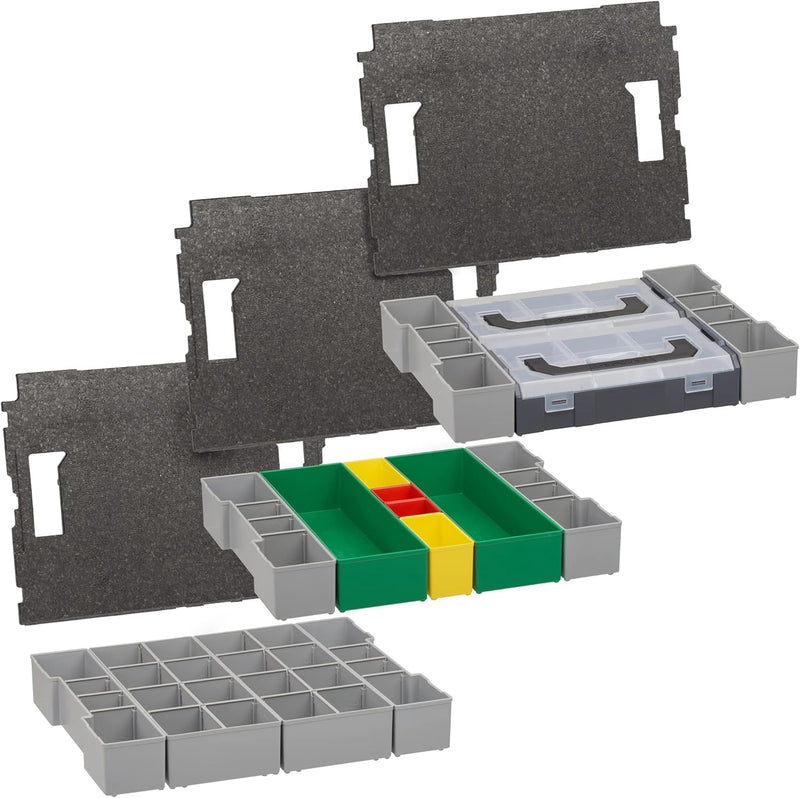 Bosch Sortimo L-Boxx Einlagen | 3er Set Werkzeugkoffer Einlagen für LBoxx altes Modell inkl. Einsatz