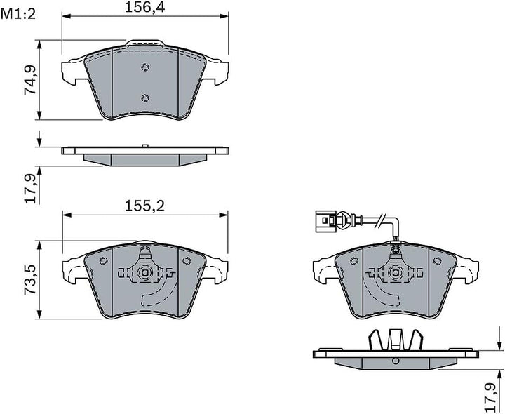Bosch BP1017 Bremsbeläge - Vorderachse - ECE-R90 Zertifizierung - vier Bremsbeläge pro Set