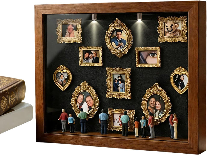 Mini Museum DIY, Mini Figuren Menschen Museum, Rahmen Figuren, Holz Fotorahmen Mit Licht, Für Jubilä