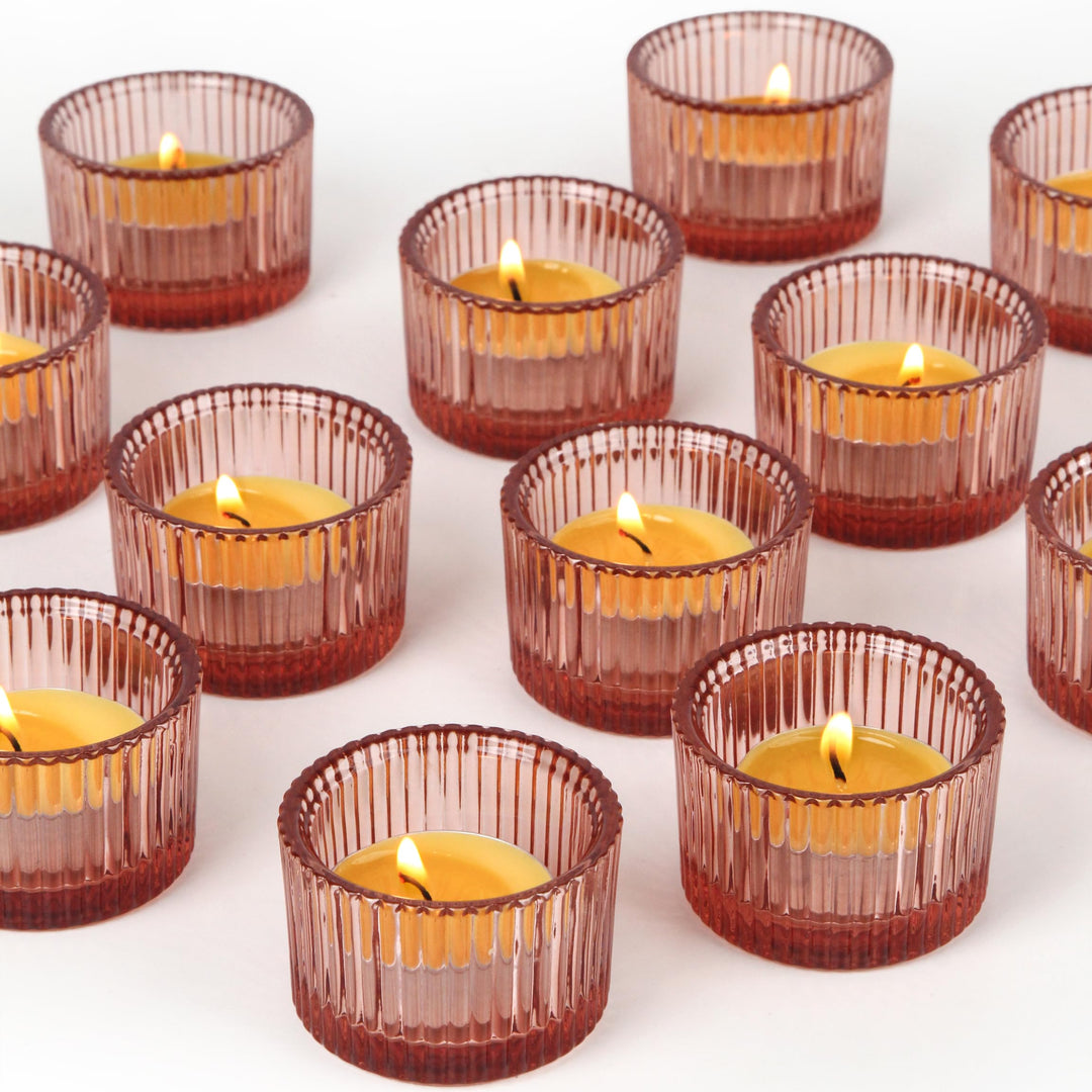 HofferRuffer Teelichthalter, 12 Stück, Glas-Teelichthalter für Abendessen, Hochzeit, Party, Weihnach