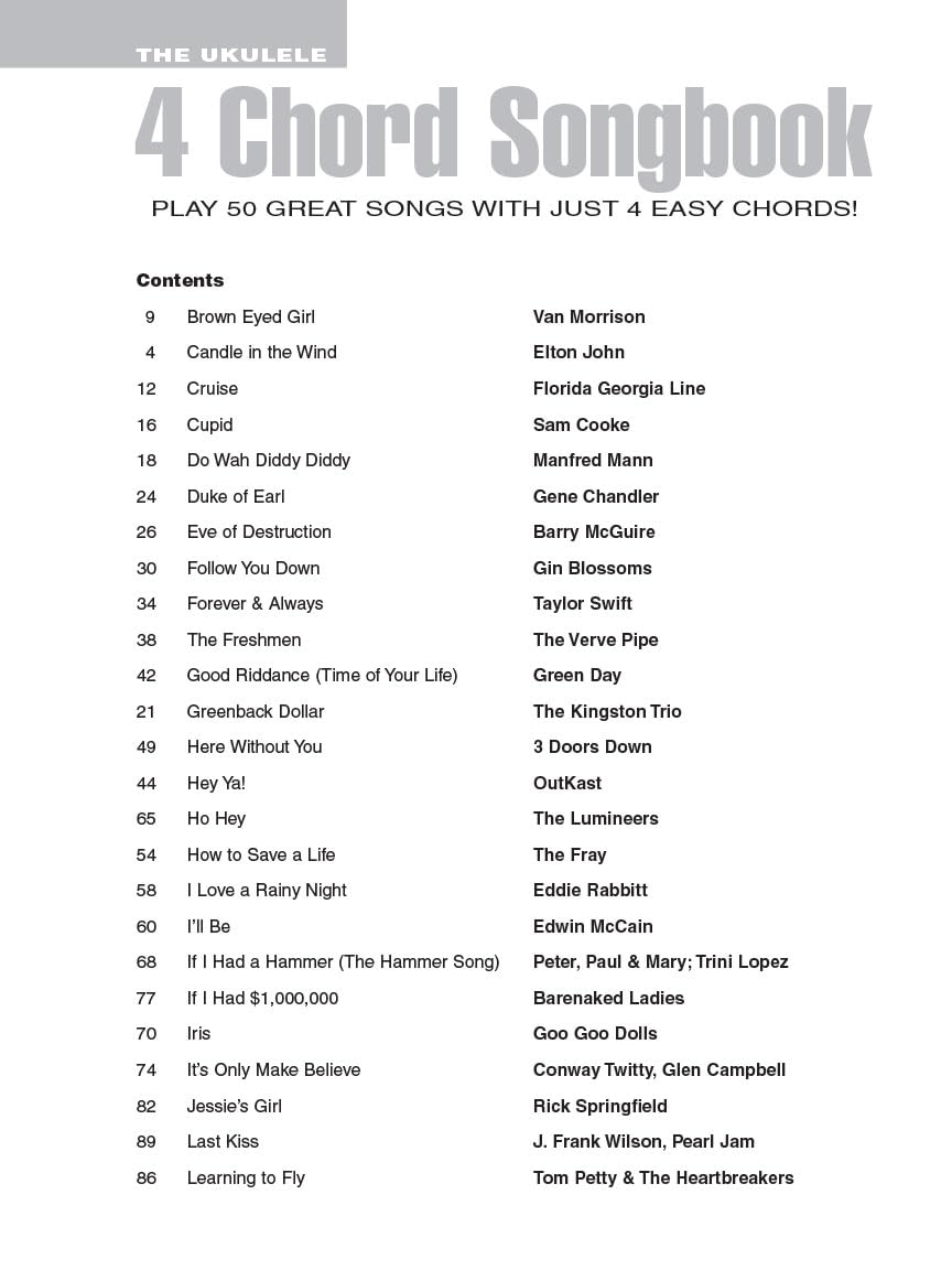 The Ukulele 4 Chord Songbook: Play 50 Great Songs With Just 4 Easy Chords!, Taschenbuch