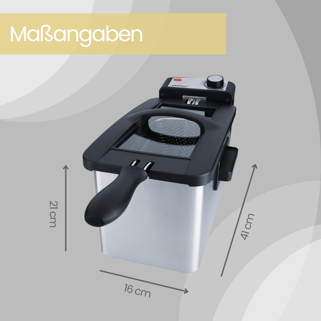 Steba DF 180 Edelstahl Fritteuse, Profi-Heizsystem, 3 L Metallic