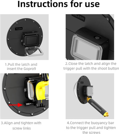 AFAITH Dome Port Kamera Zubehör für GoPro Hero 9 Hero 10 Black Hero 11 Black, Unterwasser 6" GoPro D