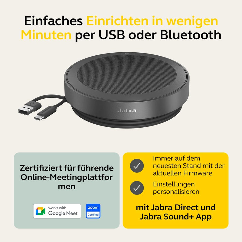 Jabra Speak2 75 schnurlose Freisprechlösung mit USB-A Bluetooth-Adapter, 4 Mikrofone mit Geräuschunt