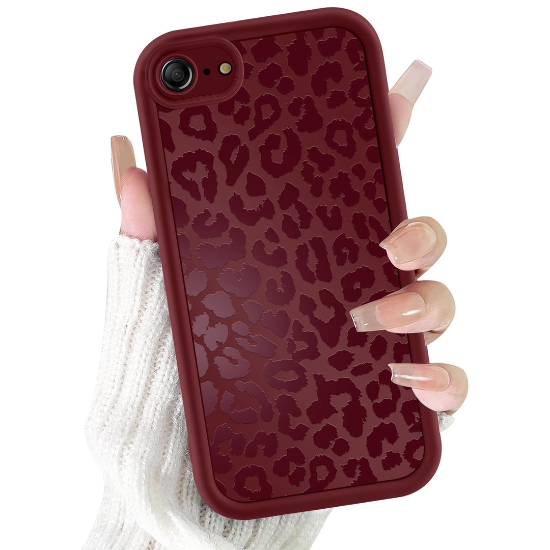 ZhuoFan Handyhülle für iPhone 7/8/iPhone SE 2022 /SE 2020 hülle 4,7”, Aesthetic Leopard Muster Rot M
