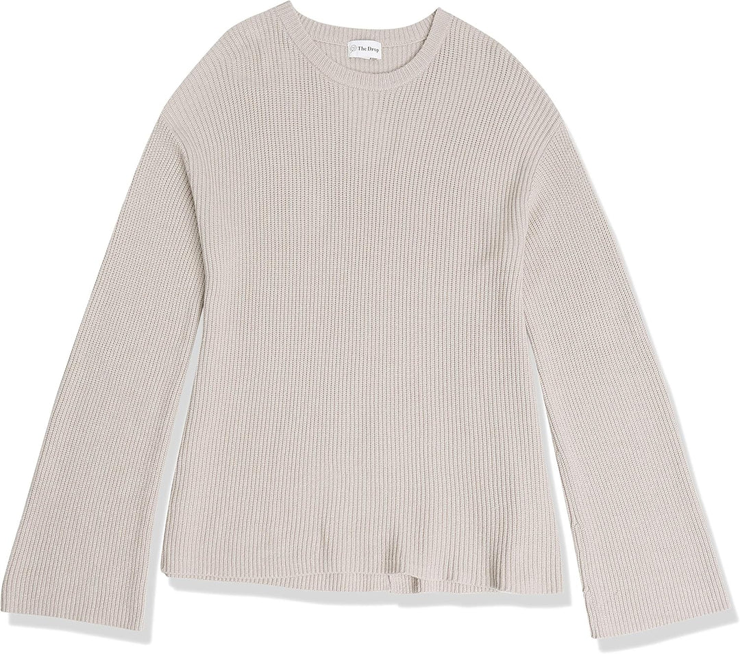 The Drop Rippstrick-Pullover Alice für Damen, Rundhalsausschnitt, geschlitzte Rückseite XXS Porpoise