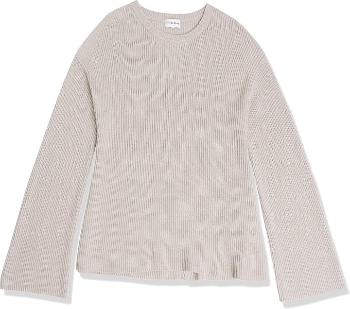 The Drop Rippstrick-Pullover Alice für Damen, Rundhalsausschnitt, geschlitzte Rückseite XXS Porpoise