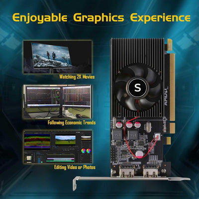 SAPLOS Radeon HD 6570 Grafikkarte, 2 HDMI, 1G GDDR3 64-bit, Video Cards PC, Low Profile Graphics Car