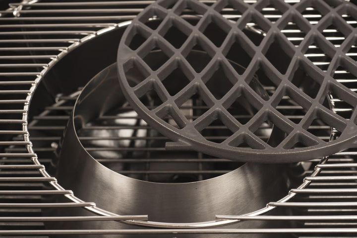 JX BBQ System - Edelstahl Grill für 57 cm Kugelgrill mit Gusseisen Grillrost – Sear Grate für Gourme