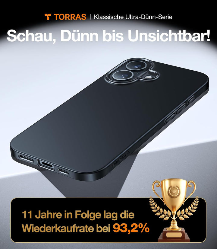 TORRAS Ultra Dünn für iPhone 16 Hülle für MagSafe [Nr. 1 Magnetkraft] Handyhülle iPhone 16 Stossfest