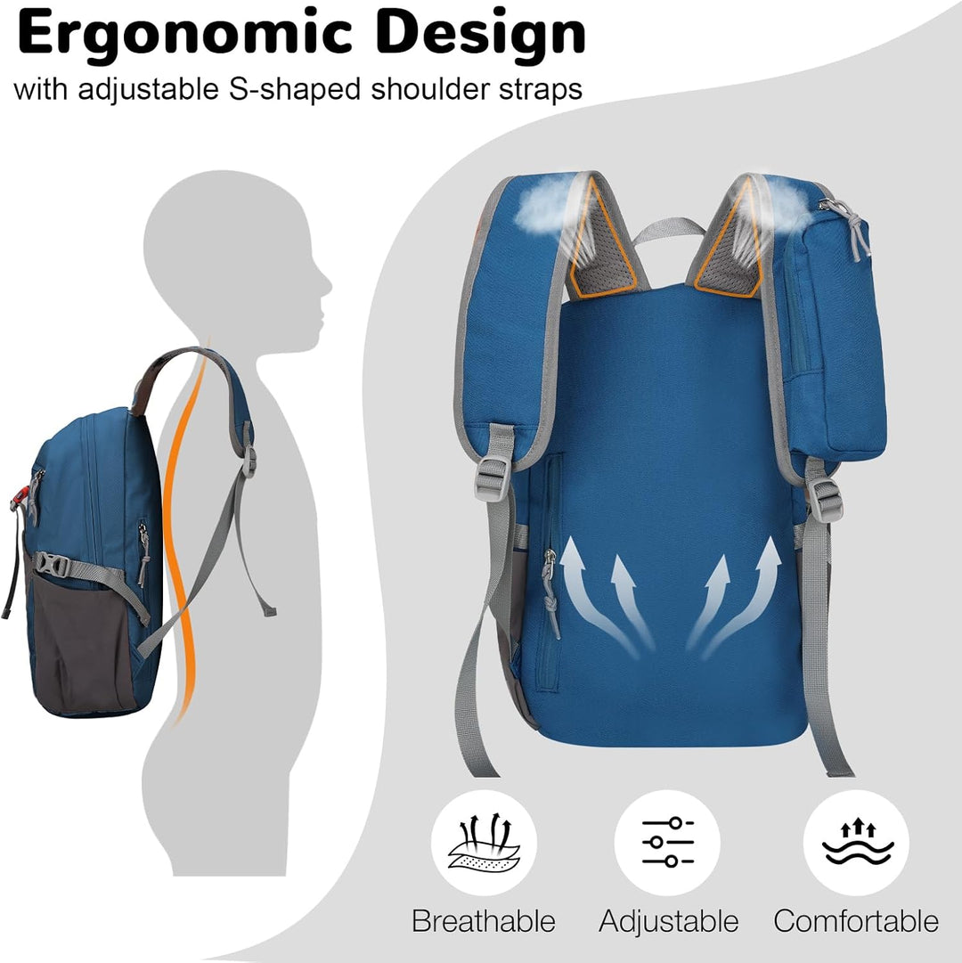 12L Wanderrucksack Klein Leichter, Kleiner Rucksack Lässig Herren Damen, Mini Daypacks für Wandern R