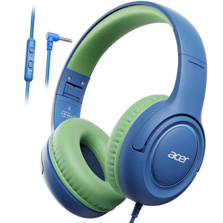 Acer Kopfhörer Kinder mit 3,5 mm Kabel, 85/94dB Lautstärkebegrenzung Blau Grün, Blau Grün