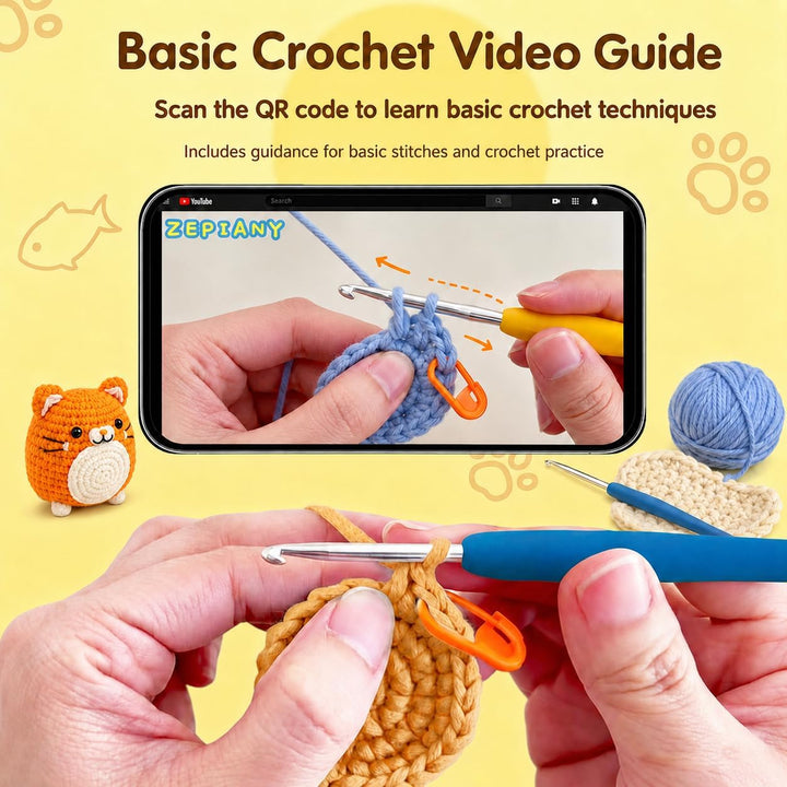 KINDLUME Häkelset für Anfänger, Häkelset, Crochet Set, Strickset, mit allen Materialien für Süsse Ti