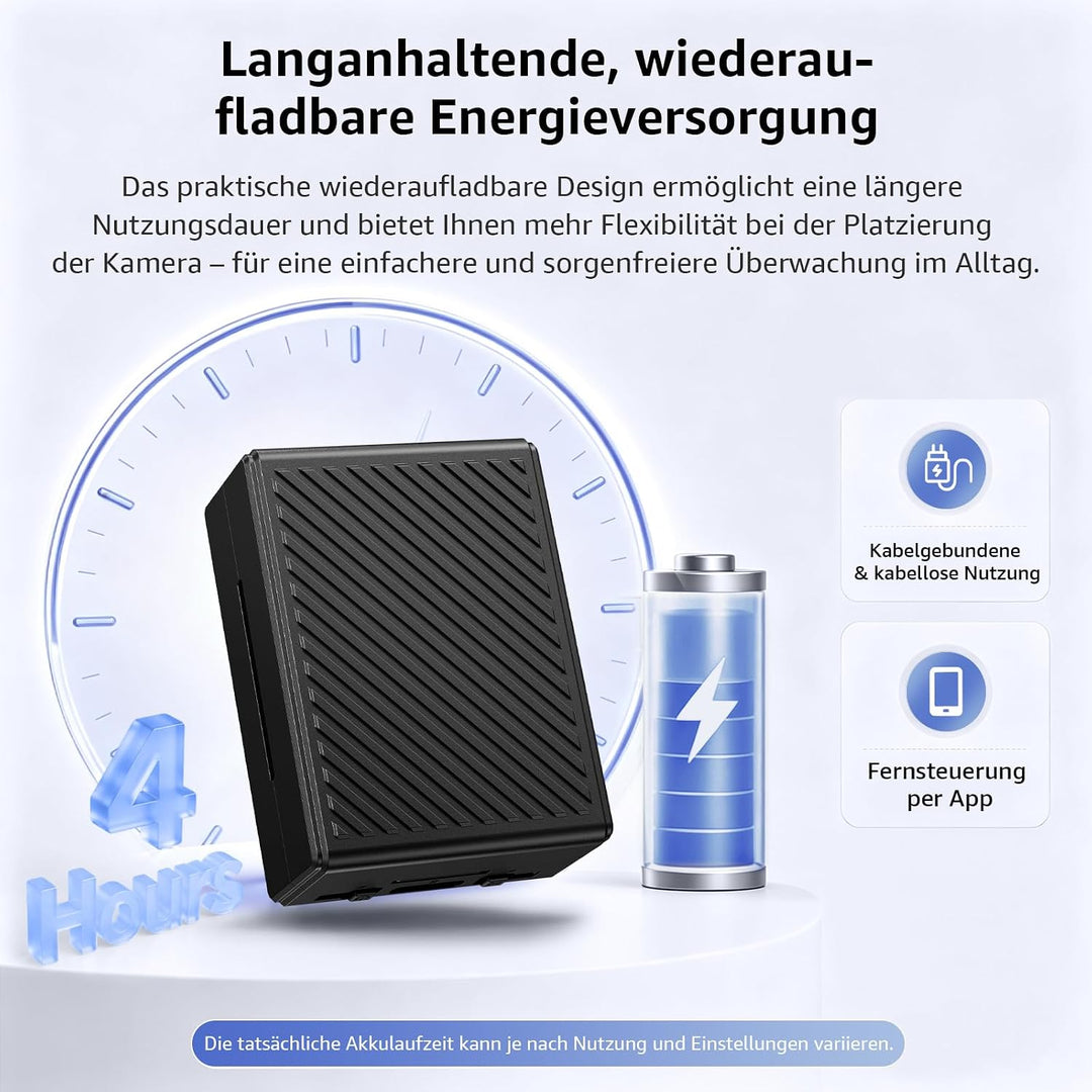 Mini Kamera 4K WLAN Überwachungskamera Innen, WiFi Kamera mit Handy APP, Live-Übertragung, Nachtsich