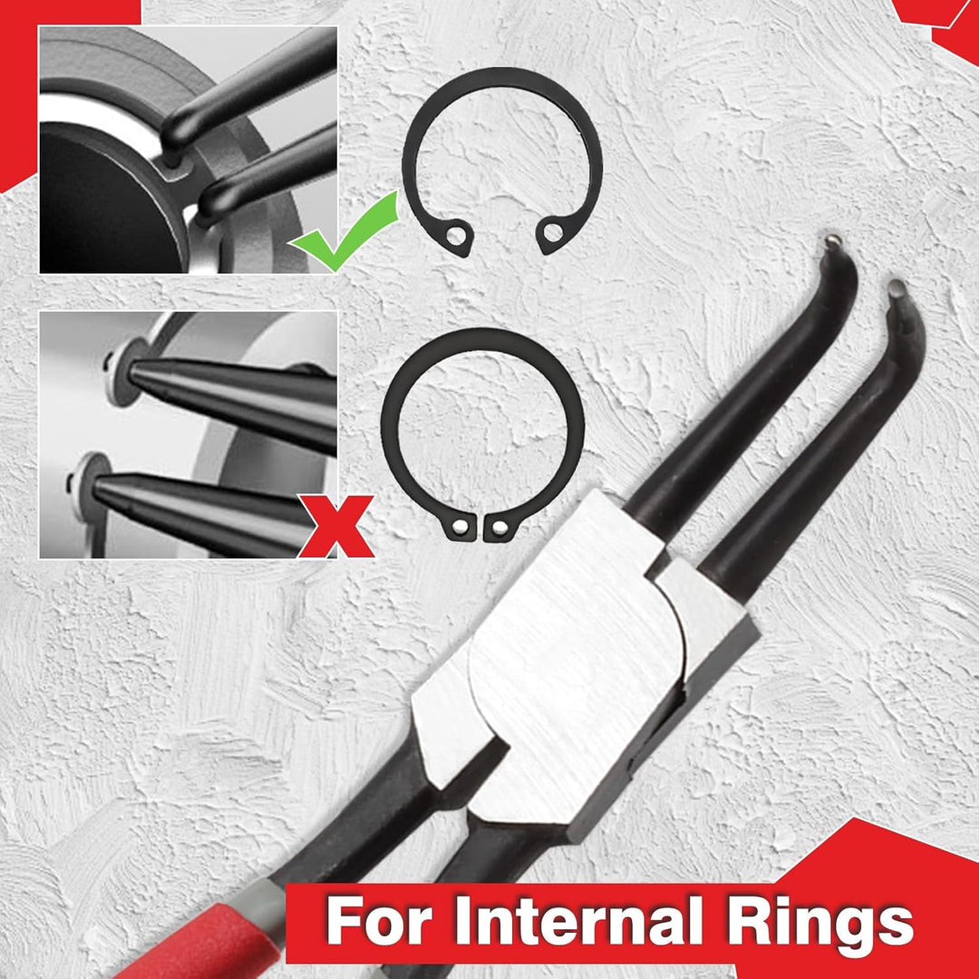 LEONTOOL Sprengringzange, 33 cm, robuste Innen-Sicherungsringzange, gebogene Backenspitze, Durchmess