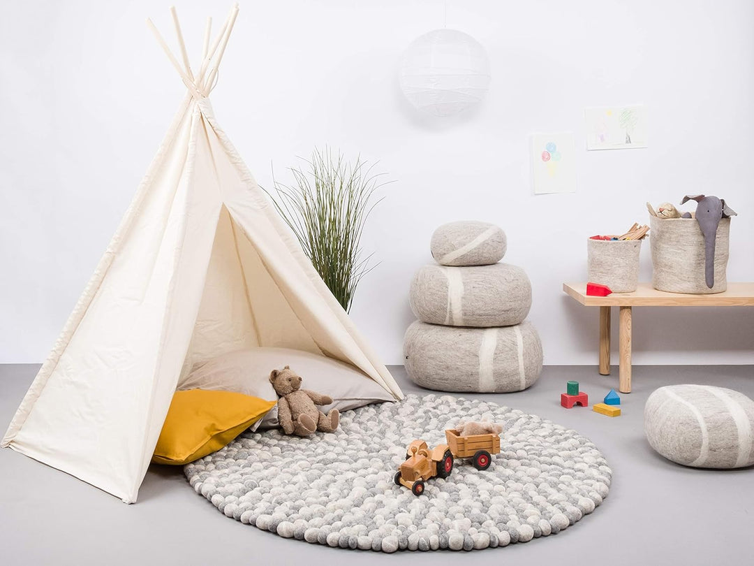 myfelt Filzkugelteppich Ernie - Ø 50 cm, ideal für Schlaf-, Wohn-, Kinderzimmer, Flur & Bad 50cm Ø K