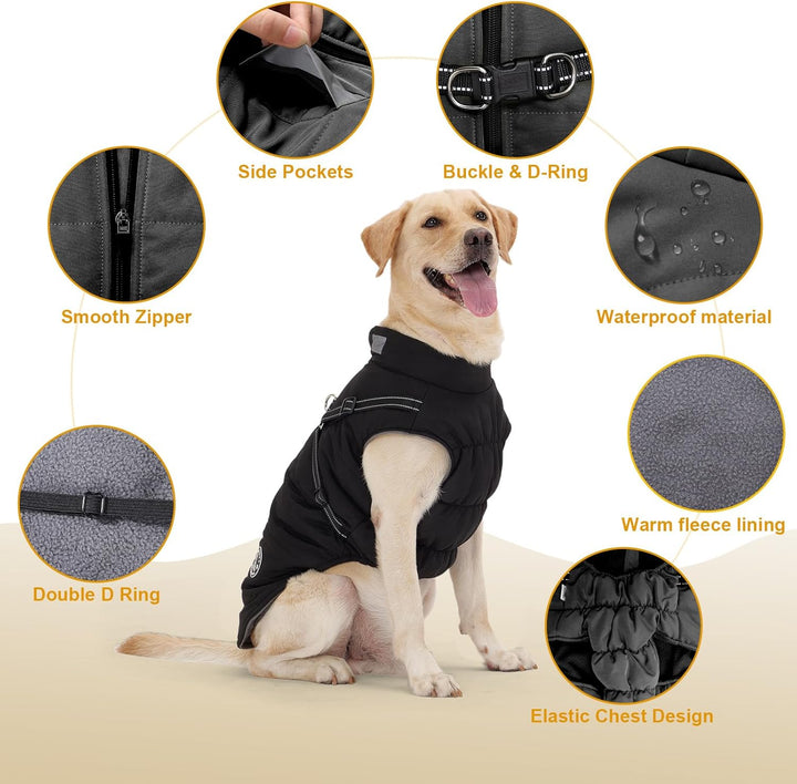 Hundemantel, Winter Hundejacke Wasserdicht Winddichte mit bauchschutz, Outdoor Hunde Wintermantel Hu