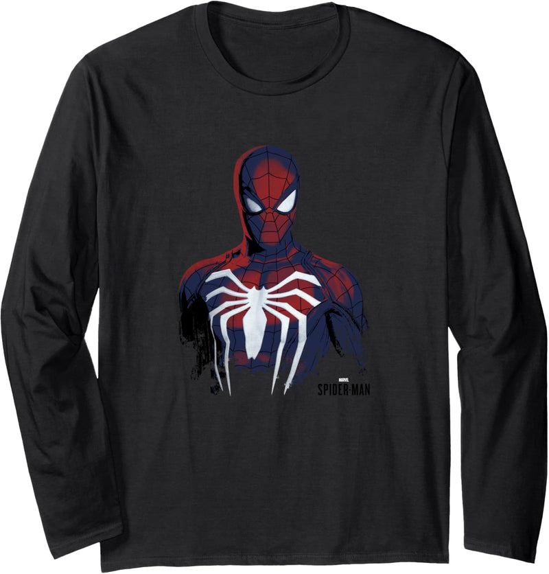 Marvel Spider-Man Game Grunge Portrait Langarmshirt