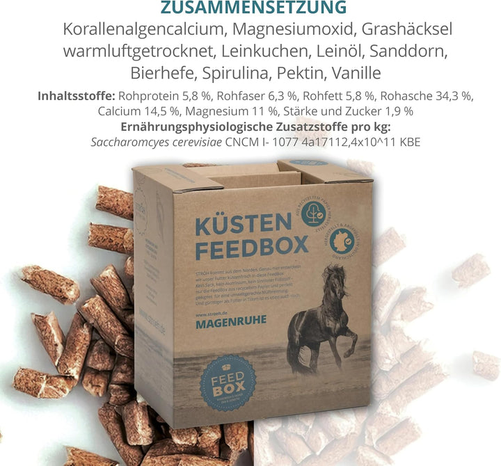 STRÖH Magenruhe Pferd (12kg Feedbox) Magenruhe Pferd (1kg) • Für Pferde Magen, Darm &amp; Verdauung • Mi