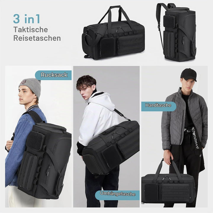 BAGZY Arbeitstasche Herren 55L Taktische Reisetasche Sporttasche mit Rucksackfunktion Einsatztasche