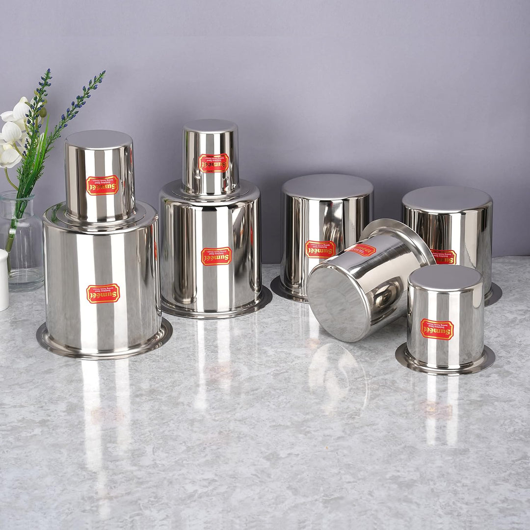 Sumeet Edelstahl Ganj/Milchkocher/Milchtopf/Lang-Tapeli Set von 8 Stück (400ml, 550ml, 750ml, 1150ml