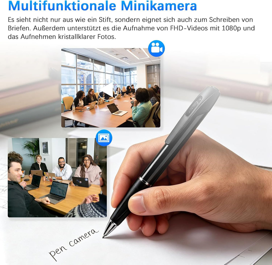 Tragbare Mini Kamera FHD1080P, 2 in 1 Mini Überwachungskamera Für Innen Kamera Stift, Überwachungska