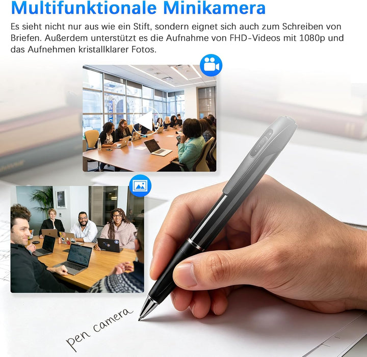 Tragbare Mini Kamera FHD1080P, 2 in 1 Mini Überwachungskamera Für Innen Kamera Stift, Überwachungska