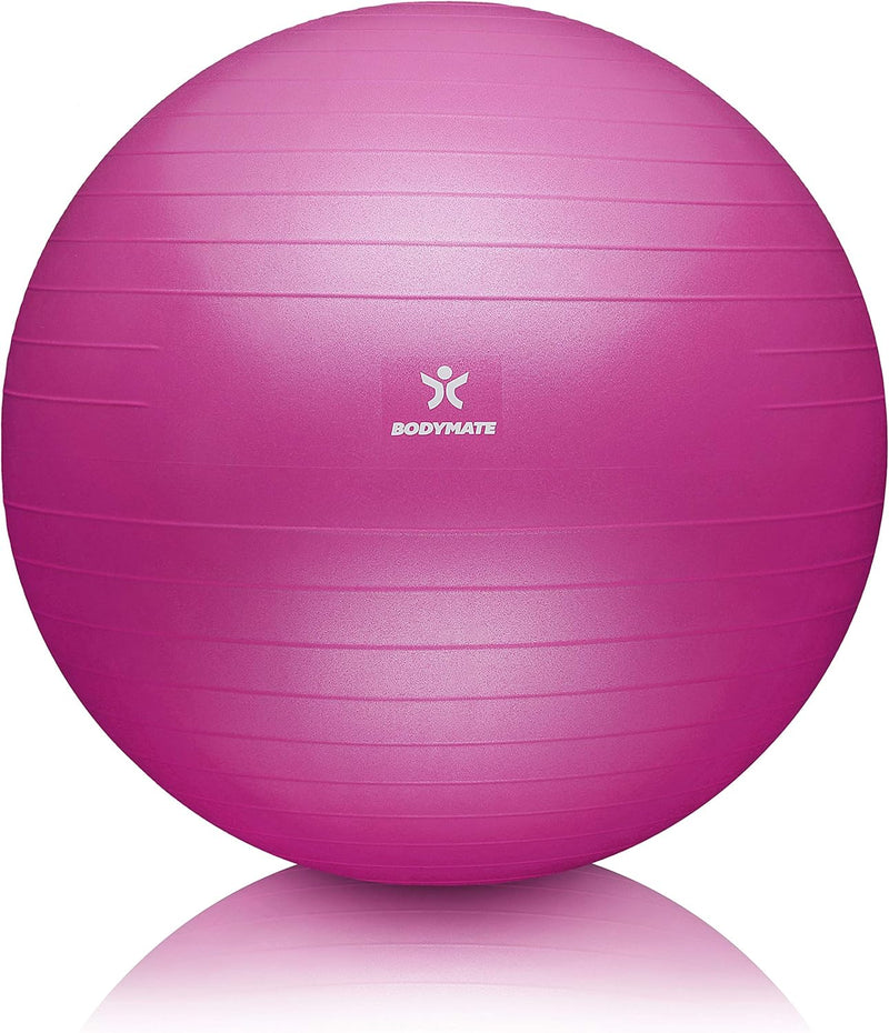 BODYMATE Gymnastikball Sitzball Trainingsball mit GRATIS E-Book inkl. Luft-Pumpe, Ball für Fitness,